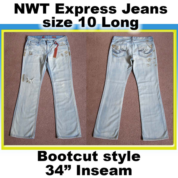New EXPRESS jeans sz 10L paint dabs light blue - Picture 1 of 8